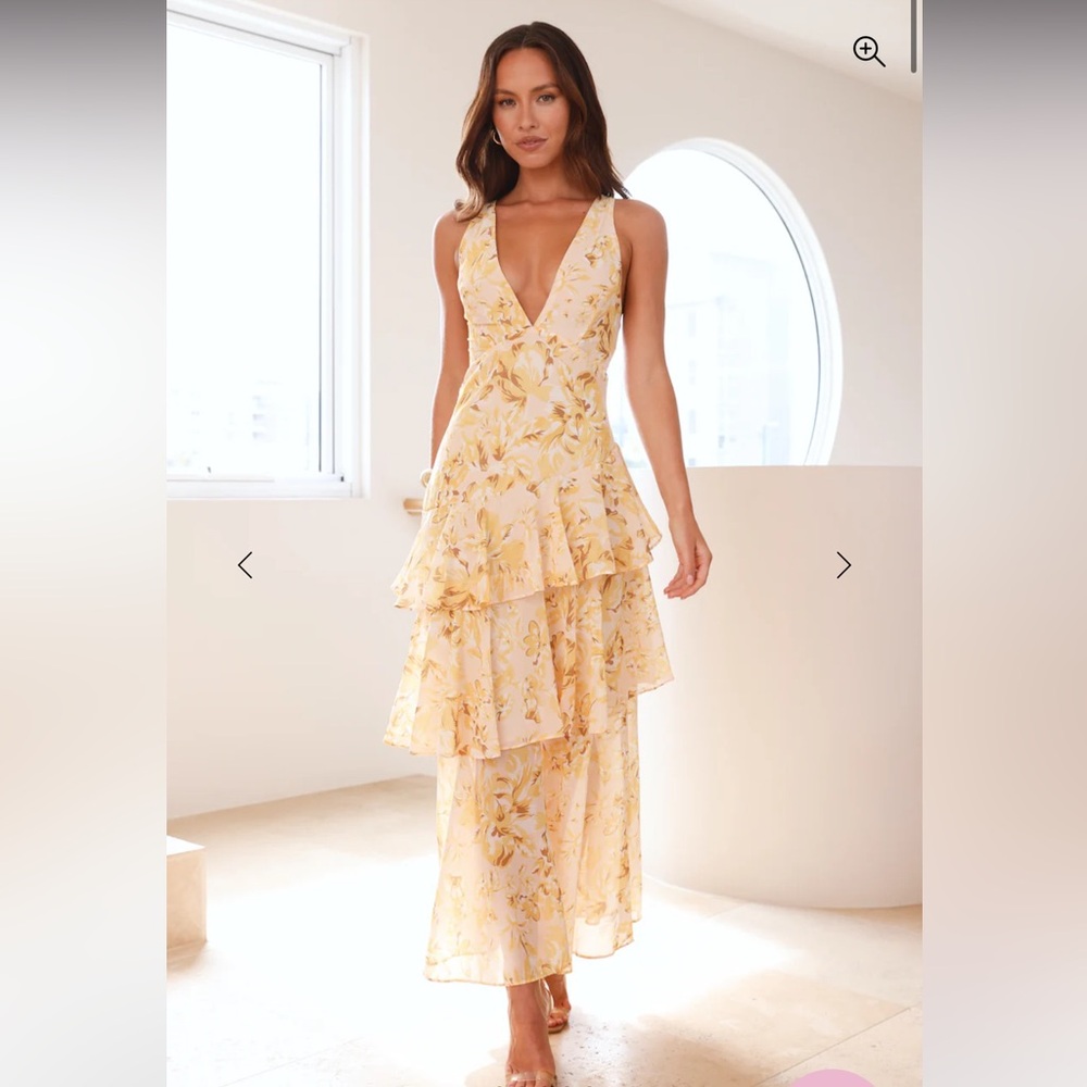 Floral Yellow Layered Dress